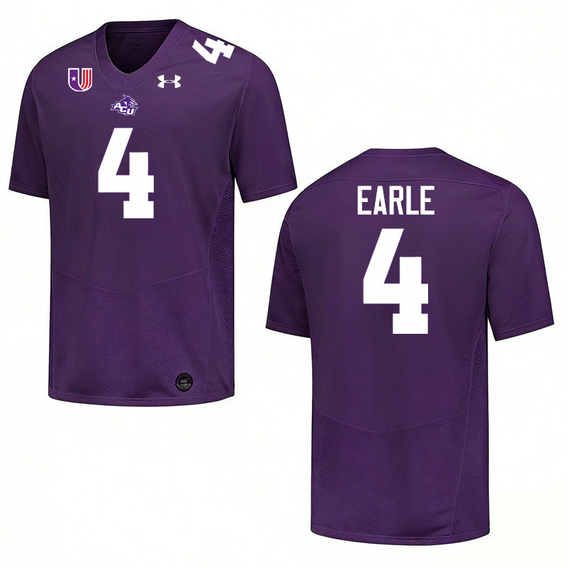 Abilene Christian Wildcats #4 Stone Earle College Football Jerseys,Uniforms Stitched-Purple